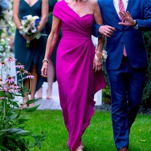 Fucsia One Shoulder Gown - MOB, Black Tie, Summer Wedding